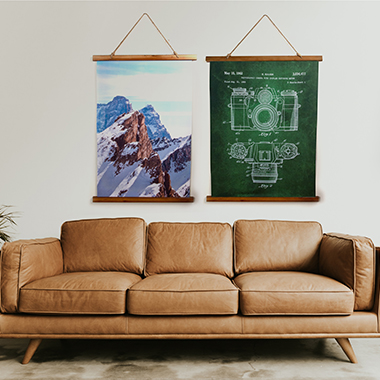 wood topped wall tapestries