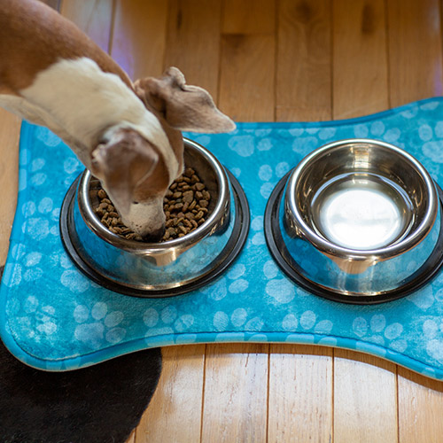 Pet Mat with Non-Slip Backing, Dog Food Bowl Mat, Four Decorative