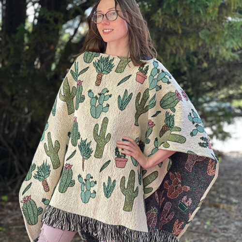 cactus woven poncho