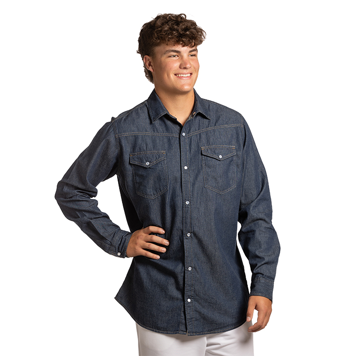 's_Denim_Western_Shirt-Front_Blank-Modeled