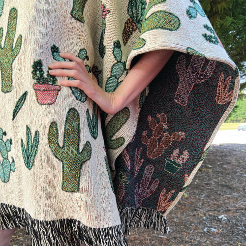 woven poncho detail