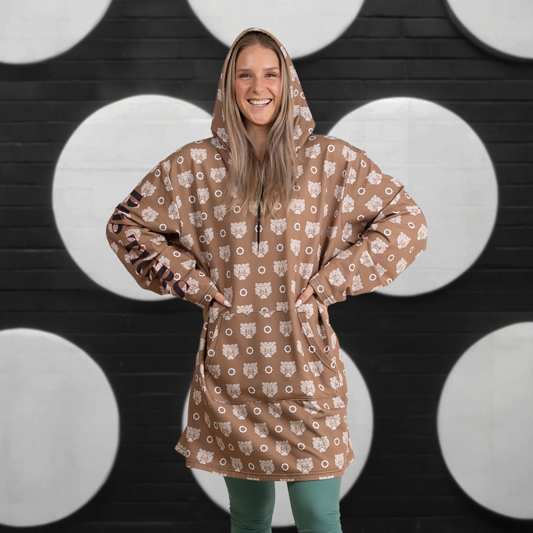 hooded fleece dress zoomed