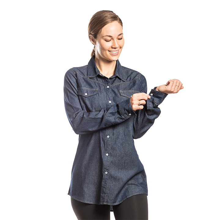 Women's_Denim_Western_Shirt-Front_Blank-Modeled_02