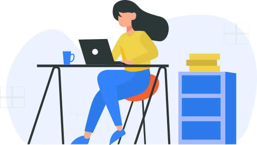 Cartoon of Woman on Laptop