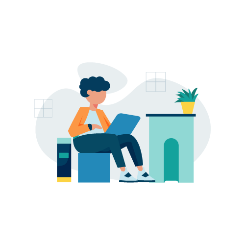 Cartoon of Man on Laptop